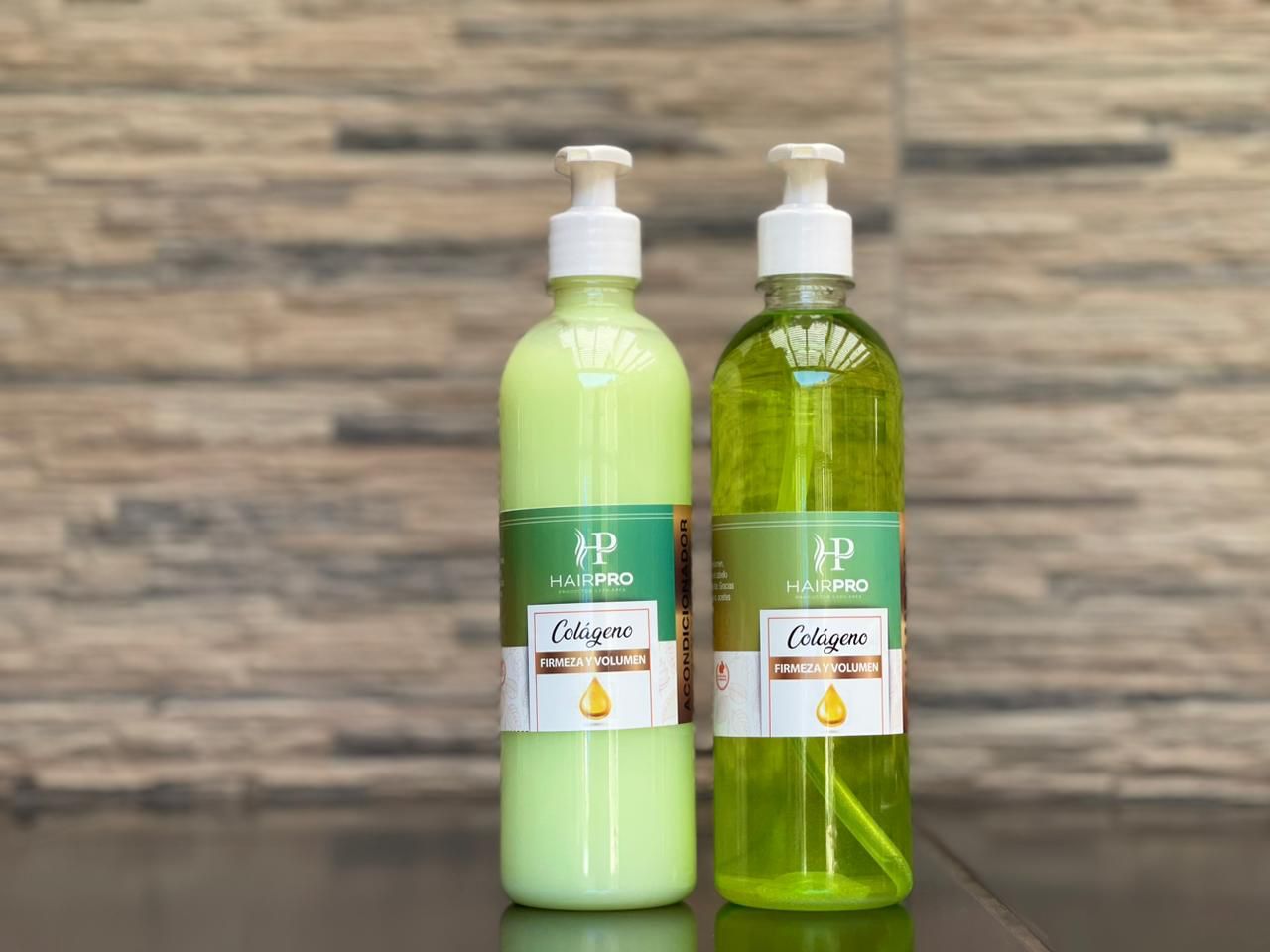 Shampoo y acondicionador colágeno.
